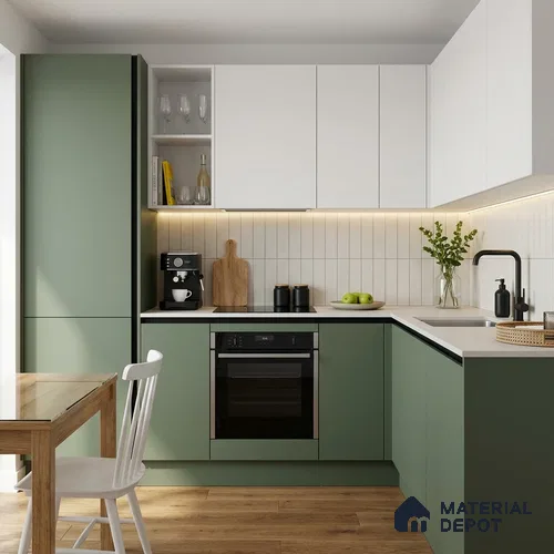 Solid Colors Look LM 19237 Fossile Green 8 ft x 4 ft Matte Finish Decorative Laminate - 1 mm | Suitable for Living Room, Kitchen, Office