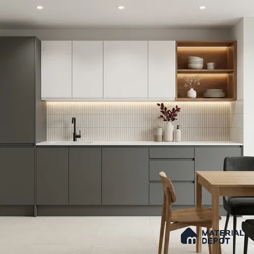 Solid Colors Look LM 19244 Stone Grey 8 ft x 4 ft Matte Finish Decorative Laminate - 1 mm | Suitable for Living Room, Kitchen, Office
