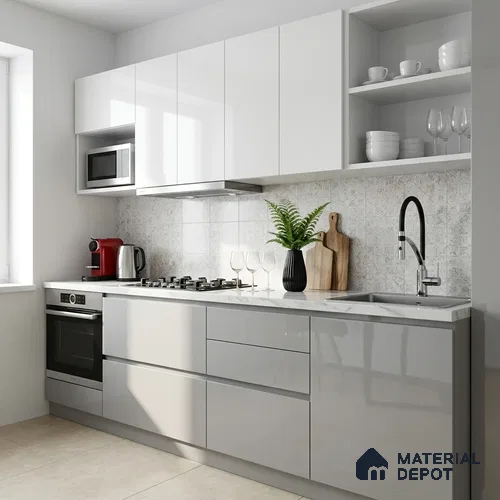 Solid Colors Look LM 19246 Super White 8 ft x 4 ft Glossy Finish Decorative Laminate - 1 mm | Suitable for Living Room, Kitchen, Office