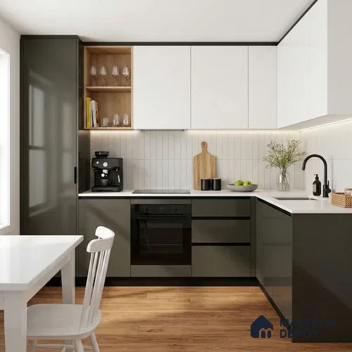 Solid Colors Look LM 19249 Slate Grey 8 ft x 4 ft Glossy Finish Decorative Laminate - 1 mm | Suitable for Living Room, Kitchen, Office