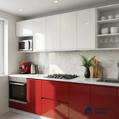 Solid Colors Look LM 19252 Bright Red 8 ft x 4 ft Glossy Finish Decorative Laminate - 1 mm | Suitable for Living Room, Kitchen, Office
