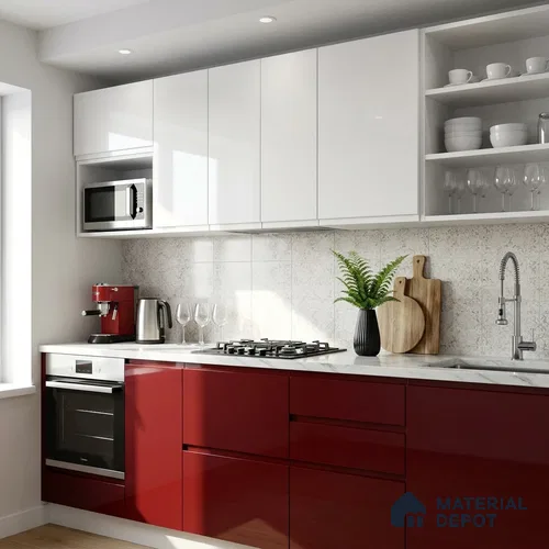 Solid Colors Look LM 19253 Burgundy 8 ft x 4 ft Glossy Finish Decorative Laminate - 1 mm | Suitable for Living Room, Kitchen, Office