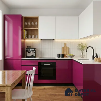 Solid Colors Look LM 19254 Bubble Gum Pink 8 ft x 4 ft Glossy Finish Decorative Laminate - 1 mm | Suitable for Living Room, Kitchen, Office