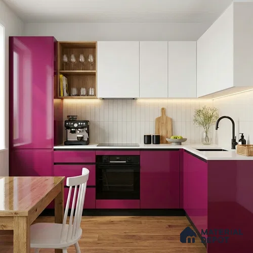 Solid Colors Look LM 19254 Bubble Gum Pink 8 ft x 4 ft Glossy Finish Decorative Laminate - 1 mm | Suitable for Living Room, Kitchen, Office