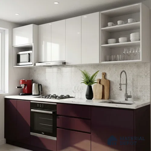 Solid Colors Look LM 19256 Black Currant 8 ft x 4 ft Glossy Finish Decorative Laminate - 1 mm | Suitable for Living Room, Kitchen, Office