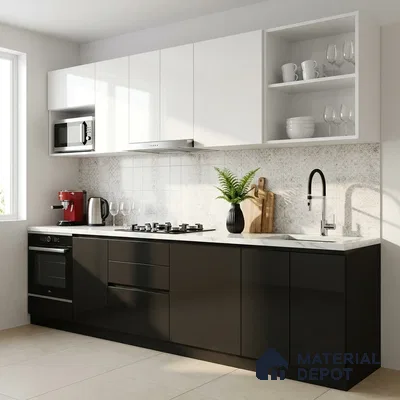 Solid Colors Look LM 19257 Super Black 8 ft x 4 ft Glossy Finish Decorative Laminate - 1 mm | Suitable for Living Room, Kitchen, Office