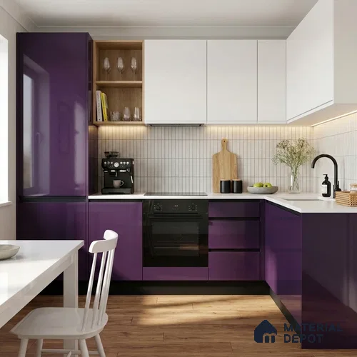 Solid Colors Look LM 19260 Royal Purple 8 ft x 4 ft Glossy Finish Decorative Laminate - 1 mm | Suitable for Living Room, Kitchen, Office
