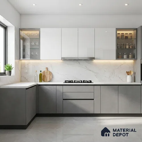 Solid Colors Look LM 19263 Light Grey 8 ft x 4 ft Suede Finish Decorative Laminate - 1 mm | Suitable for Living Room, Kitchen, Office