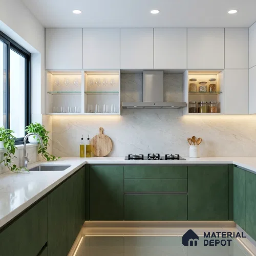 Solid Colors Look LM 19266 Basil Green 8 ft x 4 ft Suede Finish Decorative Laminate - 1 mm | Suitable for Living Room, Kitchen, Office