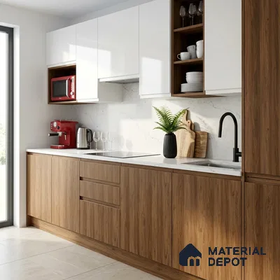 Wooden Look LM 19280 Juglans Polished 8 ft x 4 ft Suede Finish Decorative Laminate - 1 mm | Suitable for TV Unit, Wardrobe, Kitchen Cabinets