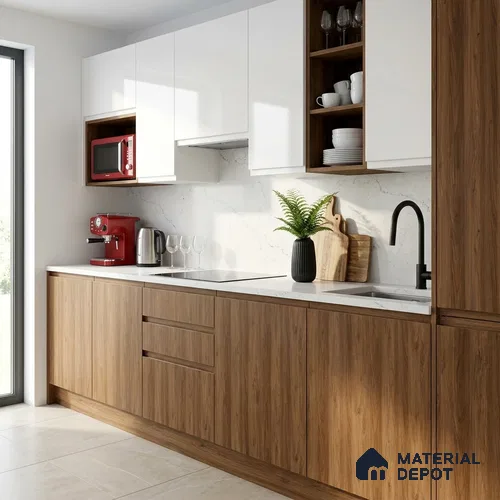 Wooden Look LM 19280 Juglans Polished 8 ft x 4 ft Suede Finish Decorative Laminate - 1 mm | Suitable for TV Unit, Wardrobe, Kitchen Cabinets