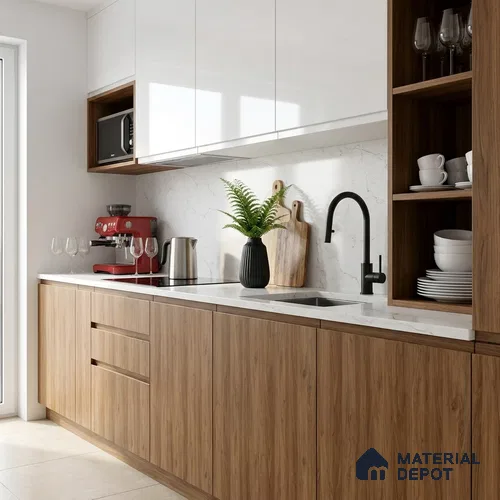 Wooden Look LM 19281 Raw Juglans 8 ft x 4 ft Suede Finish Decorative Laminate - 1 mm | Suitable for TV Unit, Wardrobe, Kitchen Cabinets