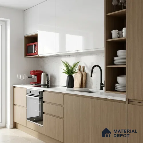 Wooden Look LM 19282 Kiri Pinus 8 ft x 4 ft Suede Finish Decorative Laminate - 1 mm | Suitable for TV Unit, Wardrobe, Kitchen Cabinets