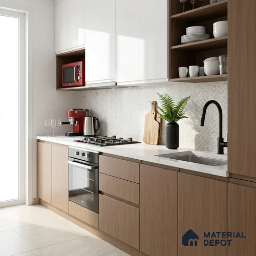 Wooden Look LM 19283 Est. White Pinus 8 ft x 4 ft Suede Finish Decorative Laminate - 1 mm | Suitable for TV Unit, Wardrobe, Kitchen Cabinets