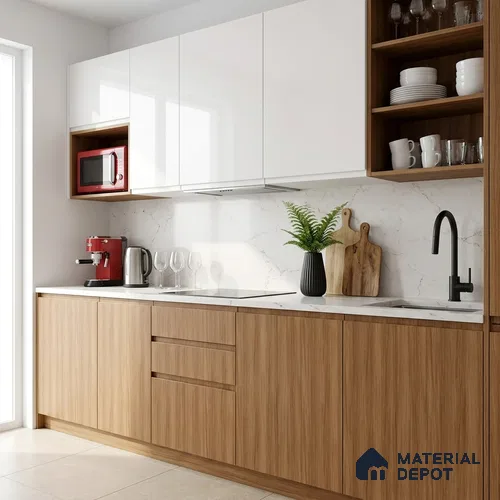 Wooden Look LM 19284 Juglans Redish 8 ft x 4 ft Suede Finish Decorative Laminate - 1 mm | Suitable for TV Unit, Wardrobe, Kitchen Cabinets