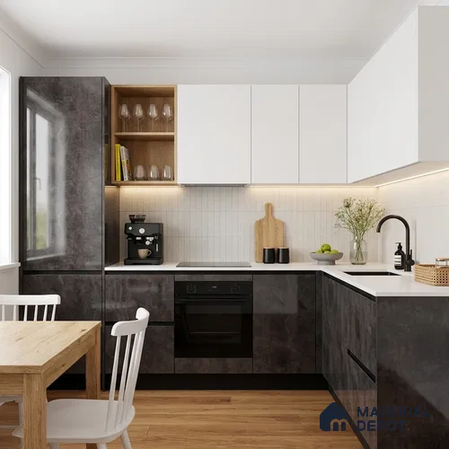 Wooden Look LM 19303 Greek Slate 1 8 ft x 4 ft Glossy Finish Decorative Laminate - 1 mm | Suitable for TV Unit, Wardrobe, Kitchen Cabinets