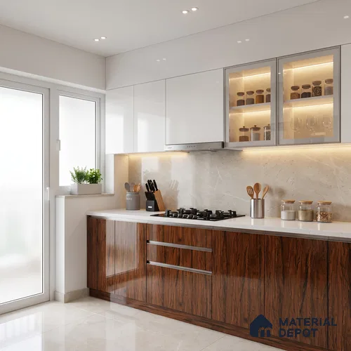 Wooden Look LM 19365 Tropical Wood 8 ft x 4 ft Glossy Finish Decorative Laminate - 1 mm | Suitable for TV Unit, Wardrobe, Kitchen Cabinets