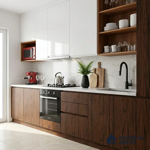 Wooden Look LM 19394 Tropical Wood 8 ft x 4 ft Suede Finish Decorative Laminate - 1 mm | Suitable for TV Unit, Wardrobe, Kitchen Cabinets