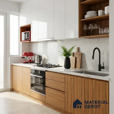 Wooden Look LM 19395 Apple Wood Uk 8 ft x 4 ft Suede Finish Decorative Laminate - 1 mm | Suitable for TV Unit, Wardrobe, Kitchen Cabinets