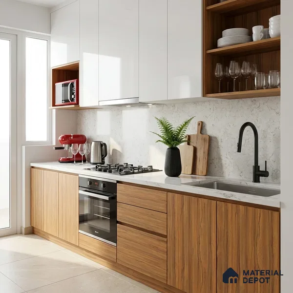 Wooden Look LM 19395 Apple Wood Uk 8 ft x 4 ft Suede Finish Decorative Laminate - 1 mm | Suitable for TV Unit, Wardrobe, Kitchen Cabinets