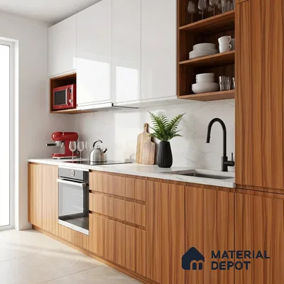 Wooden Look LM 19403 Waterloo Walnut 8 ft x 4 ft Suede Finish Decorative Laminate - 1 mm | Suitable for TV Unit, Wardrobe, Kitchen Cabinets
