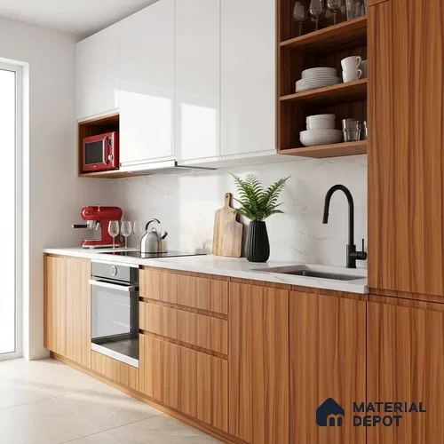Wooden Look LM 19403 Waterloo Walnut 8 ft x 4 ft Suede Finish Decorative Laminate - 1 mm | Suitable for TV Unit, Wardrobe, Kitchen Cabinets