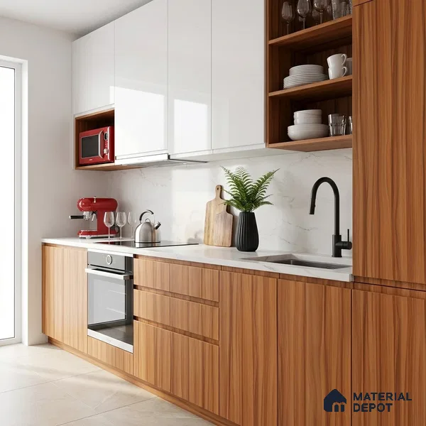 Wooden Look LM 19403 Waterloo Walnut 8 ft x 4 ft Suede Finish Decorative Laminate - 1 mm | Suitable for TV Unit, Wardrobe, Kitchen Cabinets