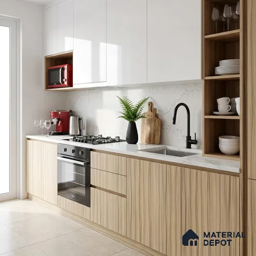 Wooden Look LM 19404 Wasum Walnut 8 ft x 4 ft Suede Finish Decorative Laminate - 1 mm | Suitable for TV Unit, Wardrobe, Kitchen Cabinets
