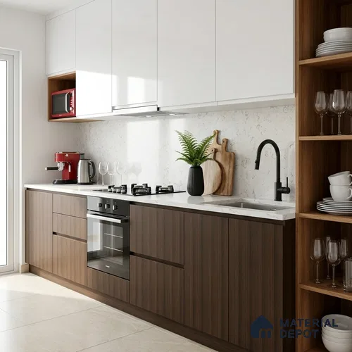 Wooden Look LM 19405 Wales Walnut 8 ft x 4 ft Suede Finish Decorative Laminate - 1 mm | Suitable for TV Unit, Wardrobe, Kitchen Cabinets
