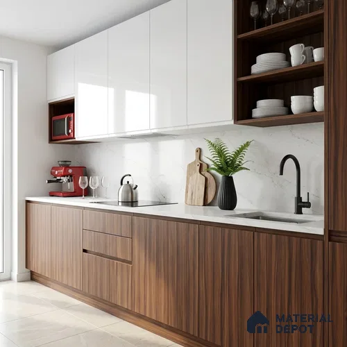 Wooden Look LM 19406 Wharthon Walnut 8 ft x 4 ft Suede Finish Decorative Laminate - 1 mm | Suitable for TV Unit, Wardrobe, Kitchen Cabinets