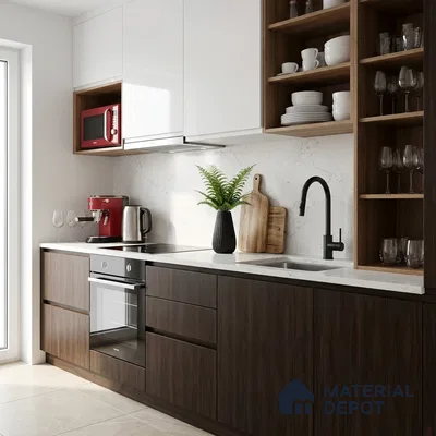 Wooden Look LM 19409 Walsall Walnut 8 ft x 4 ft Suede Finish Decorative Laminate - 1 mm | Suitable for TV Unit, Wardrobe, Kitchen Cabinets