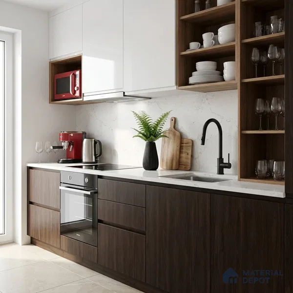 Wooden Look LM 19409 Walsall Walnut 8 ft x 4 ft Suede Finish Decorative Laminate - 1 mm | Suitable for TV Unit, Wardrobe, Kitchen Cabinets