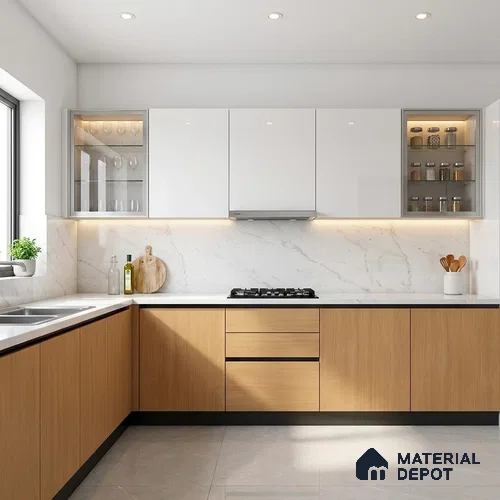 Wooden Look LM 19411 Basel Beech 8 ft x 4 ft Suede Finish Decorative Laminate - 1 mm | Suitable for TV Unit, Wardrobe, Kitchen Cabinets