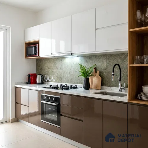 Deep Taupe Solid Colors Look LM 23264 Sand Dune 8 ft x 4 ft High Gloss Finish 6H Anti Scratch Acrylic Laminate - 1.5 mm | Suitable for Living Room, Kitchen, Office