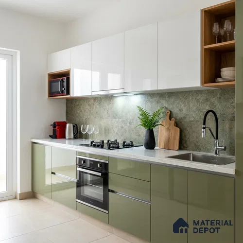 Iced Silver Grey Solid Colors Look LM 23272 8 ft x 4 ft High Gloss Finish 6H Anti Scratch Acrylic Laminate - 1.5 mm | Suitable for Living Room, Kitchen, Office