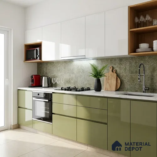 Moss Grey Solid Colors Look LM 23273 Easter Lily 8 ft x 4 ft High Gloss Finish 6H Anti Scratch Acrylic Laminate - 1.5 mm | Suitable for Living Room, Kitchen, Office