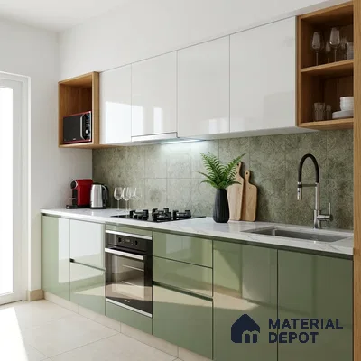 Grey Sparkle Look LM 23277 Mint Luster 8 ft x 4 ft High Gloss Finish 6H Anti Scratch Acrylic Laminate - 1.5 mm | Suitable for Kitchen Cabinet, TV Unit, Wardrobe