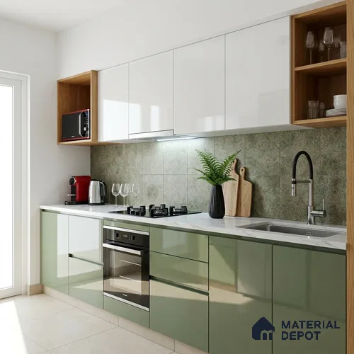 Grey Sparkle Look LM 23277 Mint Luster 8 ft x 4 ft High Gloss Finish 6H Anti Scratch Acrylic Laminate - 1.5 mm | Suitable for Kitchen Cabinet, TV Unit, Wardrobe