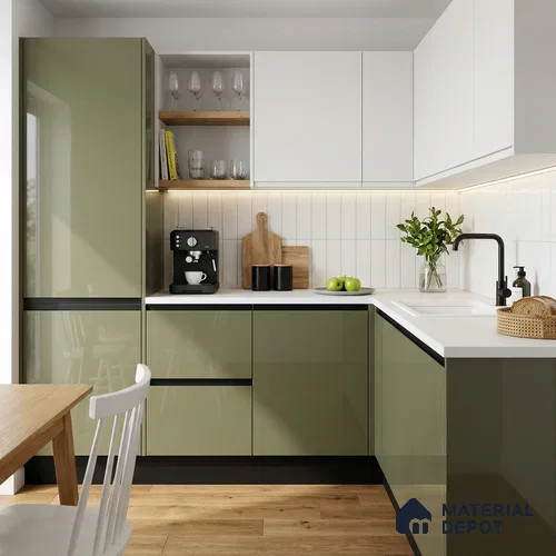 Serene Grey Solid Colors Look LM 23279 8 ft x 4 ft High Gloss Finish 6H Anti Scratch Acrylic Laminate - 1.5 mm | Suitable for Living Room, Kitchen, Office