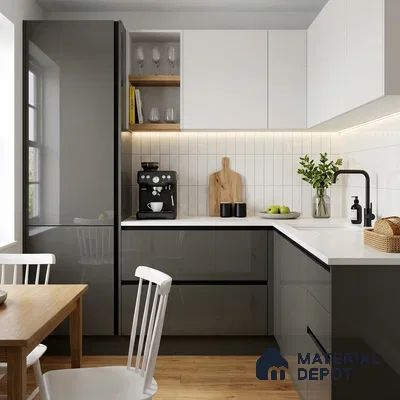 Grey Sparkle Look LM 23283 Cloud Grey 8 ft x 4 ft High Gloss Finish 6H Anti Scratch Acrylic Laminate - 1.5 mm | Suitable for Kitchen Cabinet, TV Unit, Wardrobe