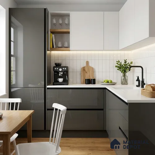 Grey Sparkle Look LM 23283 Cloud Grey 8 ft x 4 ft High Gloss Finish 6H Anti Scratch Acrylic Laminate - 1.5 mm | Suitable for Kitchen Cabinet, TV Unit, Wardrobe