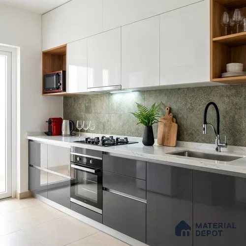 Planet Grey Solid Colors Look LM 23284 8 ft x 4 ft High Gloss Finish 6H Anti Scratch Acrylic Laminate - 1.5 mm | Suitable for Living Room, Kitchen, Office