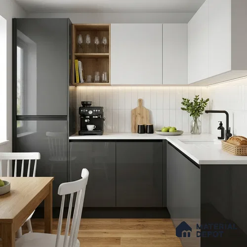 Cold Flint Solid Colors Look LM 23286 8 ft x 4 ft High Gloss Finish 6H Anti Scratch Acrylic Laminate - 1.5 mm | Suitable for Living Room, Kitchen, Office