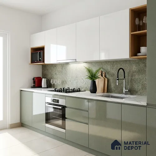 Grey Sparkle Look LM 23288 Ash Silver 8 ft x 4 ft High Gloss Finish 6H Anti Scratch Acrylic Laminate - 1.5 mm | Suitable for Kitchen Cabinet, TV Unit, Wardrobe