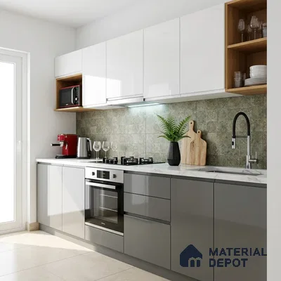 Grey Sparkle Look LM 23289 Metallic Grey 8 ft x 4 ft High Gloss Finish 6H Anti Scratch Acrylic Laminate - 1.5 mm | Suitable for Kitchen Cabinet, TV Unit, Wardrobe