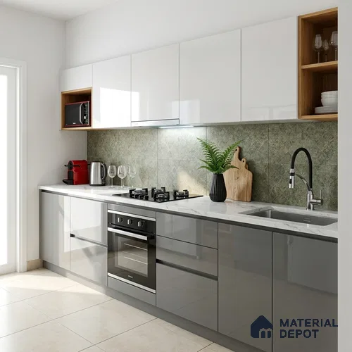 Dove Grey Solid Colors Look LM 23290 8 ft x 4 ft High Gloss Finish 6H Anti Scratch Acrylic Laminate - 1.5 mm | Suitable for Living Room, Kitchen, Office