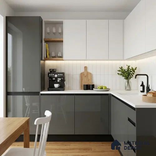 Charcoal Grey Solid Colors Look LM 23291 Silver Trinket 8 ft x 4 ft High Gloss Finish 6H Anti Scratch Acrylic Laminate - 1.5 mm | Suitable for Living Room, Kitchen, Office