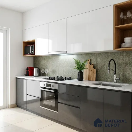 Grey Sparkle Look LM 23292 Pencil Sketch 8 ft x 4 ft High Gloss Finish 6H Anti Scratch Acrylic Laminate - 1.5 mm | Suitable for Kitchen Cabinet, TV Unit, Wardrobe