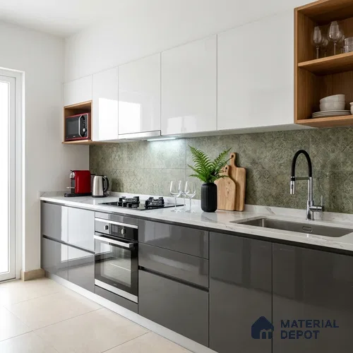 Charcoal Grey Solid Colors Look LM 23293 8 ft x 4 ft High Gloss Finish 6H Anti Scratch Acrylic Laminate - 1.5 mm | Suitable for Living Room, Kitchen, Office