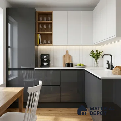 Charcoal Grey Solid Colors Look LM 23294 Coal Mine 8 ft x 4 ft High Gloss Finish 6H Anti Scratch Acrylic Laminate - 1.5 mm | Suitable for Living Room, Kitchen, Office